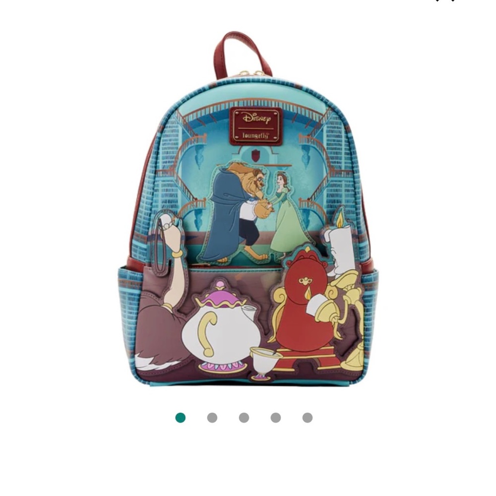 LoungeFly The Beauty and The Beast fireplace scene mini backpack